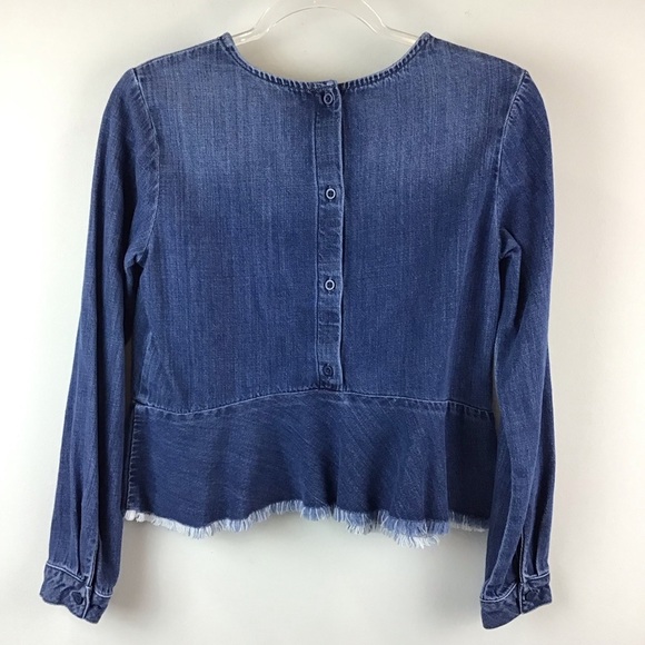 Cloth & Stone Blue Denim Peplum Shirt | XS - Picture 2 of 12